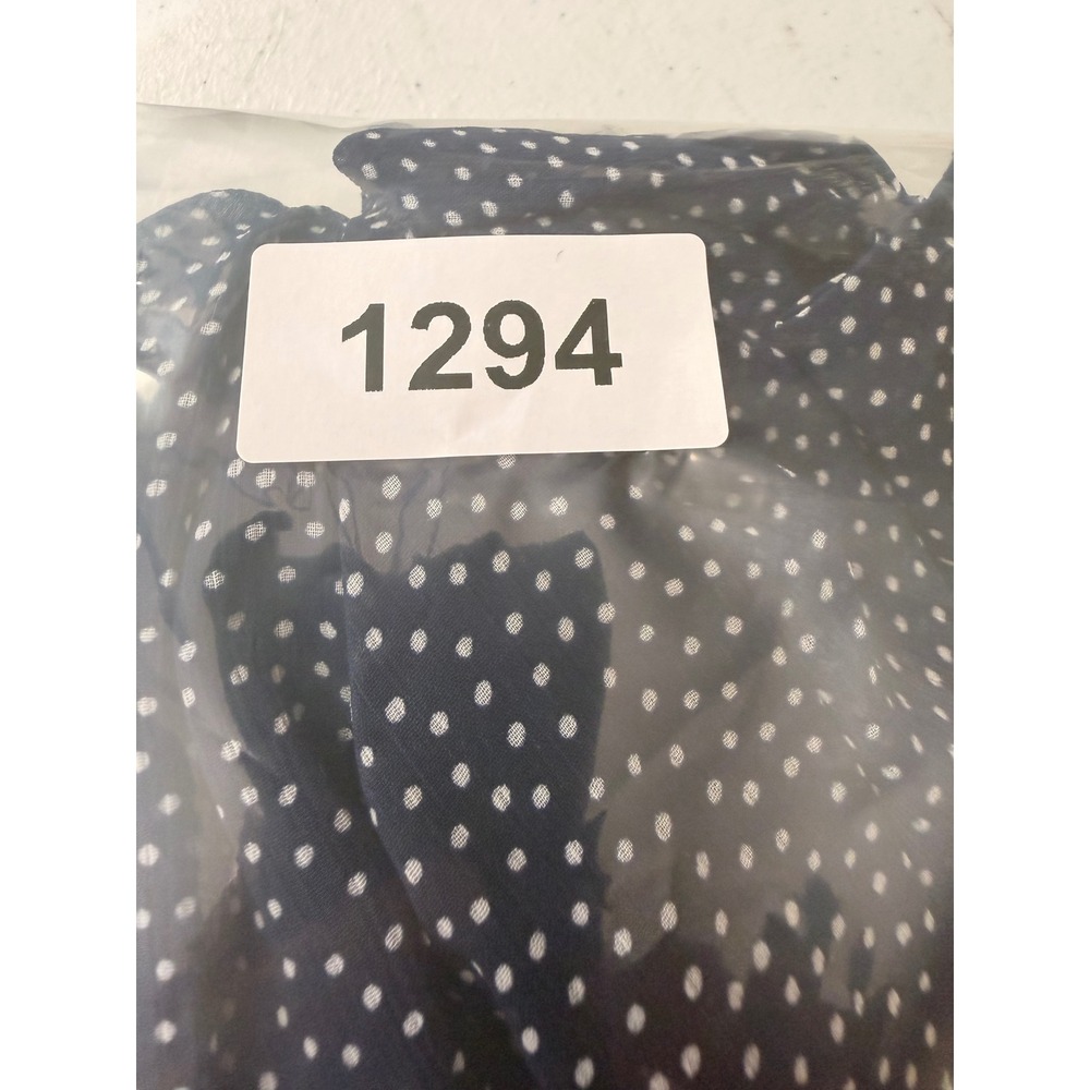 Emma & Michele Navy Blue Polka Dot Ruffle Front Sleeveless Shift Dress 2X - Picture 10 of 10